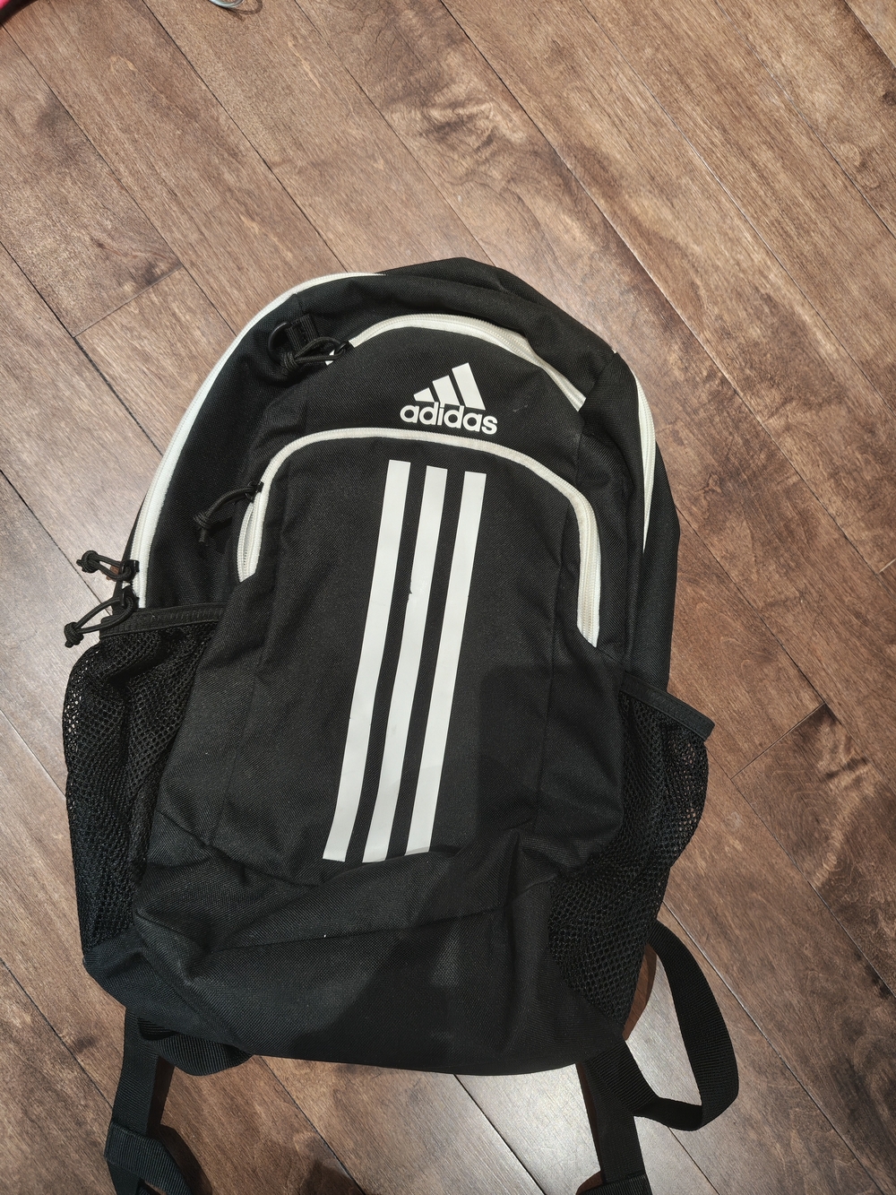 adidas Black Backpack with White Three-Stripes